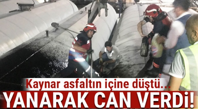 Kaynar asfaltın içine düştü, yanarak can verdi!