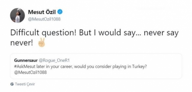Mesut Özil'den sürpriz Türkiye cevabı! Mesut Özil'den sürpriz Türkiye cevabı!