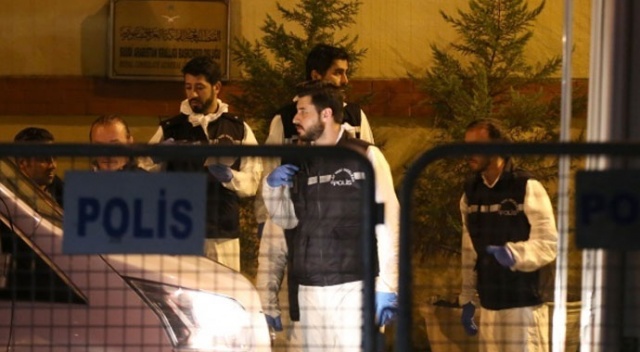 Suudi Arabistan Konsolosluğunda inceleme yapan polisler görüntülendi Suudi Arabistan Konsolosluğunda inceleme yapan polisler görüntülendi