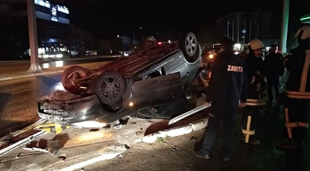 Denizli’de otomobil yaklaşık 150 metre sürüklenip takla attı