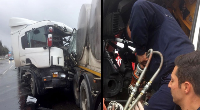 Araçta sıkışan yaralıyı AKS ekipleri kurtardı