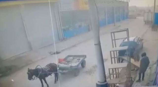 At arabalı hırsızlar kameraya yakalandı At arabalı hırsızlar kameraya yakalandı