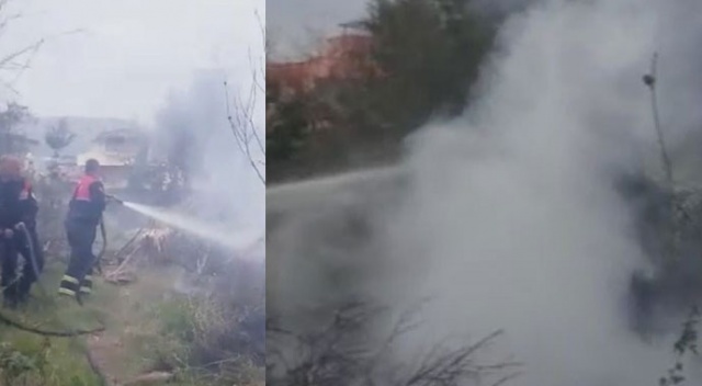 Eski hastane bahçesindeki yangın korkuttu Eski hastane bahçesindeki yangın korkuttu