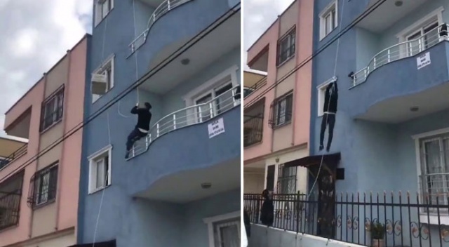 Hayatı pahasına eşyaları böyle taşıdı Hayatı pahasına eşyaları böyle taşıdı