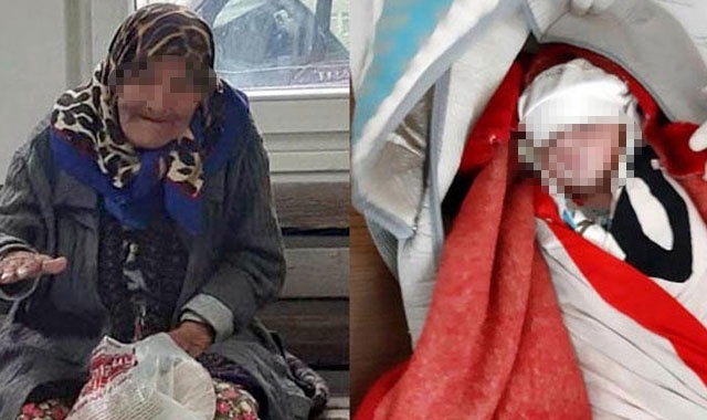 Pes dedirtti! 100 yaşındaki ninesi ile 6 günlük bebeğini dilendiriyor