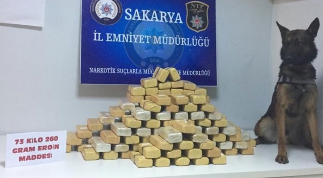 Sakarya’da 73 kilo 260 gram eroin ele geçirildi