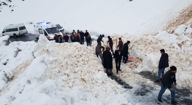 Hasta taşıyan ambulansın önüne çığ düştü