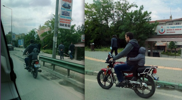 Böyle sorumsuzluk görülmedi! Küçük çocuğun motor üzerindeki tehlikeli yolculuğu