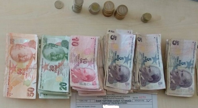 Dilenciden çıkan 943 TL&#039;ye el konuldu