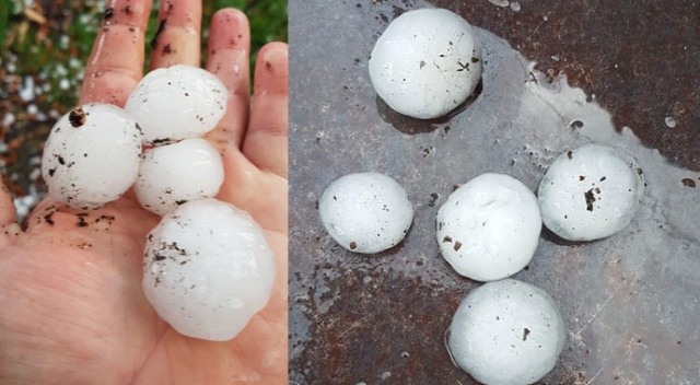 Sinop'a ceviz büyüklüğünde dolu yağdı