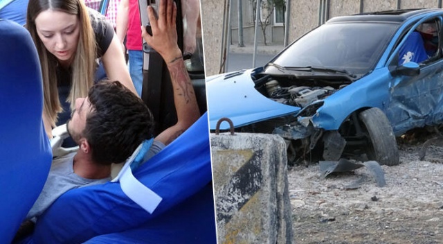 Beton bariyerlere çarpan araç takla attı: 1 yaralı Beton bariyerlere çarpan araç takla attı: 1 yaralı