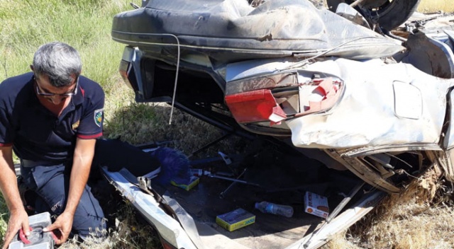 Devrilen otomobilin sürücüsü öldü Devrilen otomobilin sürücüsü öldü