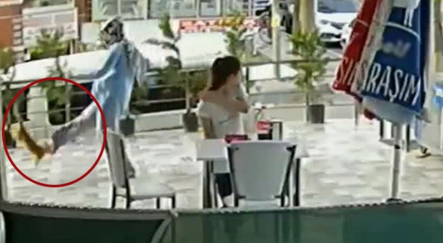 Kediye tekme atan kadın güvenlik kamerasına yakalandı