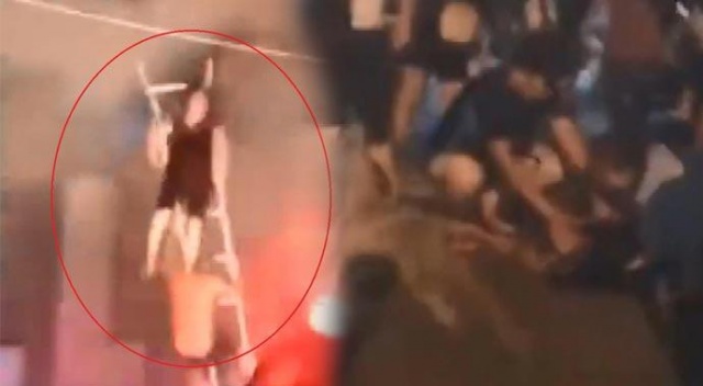 Yanan mağazada can pazarı! Kurtulmak için atladılar