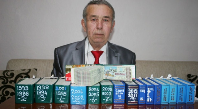 38 yıldır aldığı hiç ikramiye çıkmayan 7 bin piyango biletini biriktirdi