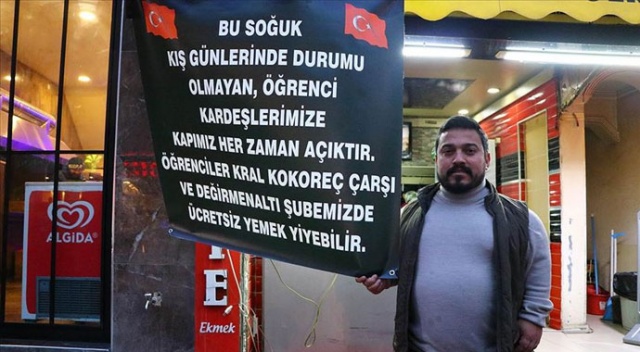 Bu lokantada parası olmayan öğrenciye yemek ücretsiz Bu lokantada parası olmayan öğrenciye yemek ücretsiz