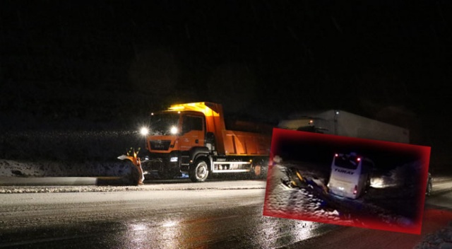 Kar temizliği yapan greydere çarpan otobüs yoldan çıktı: 17 yaralı Kar temizliği yapan greydere çarpan otobüs yoldan çıktı: 17 yaralı