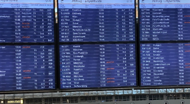 Frankfurt’ta fırtına nedeniyle 100 uçuş askıya alındı