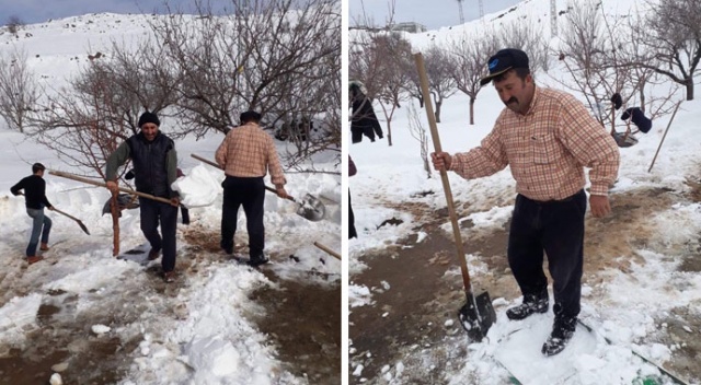 Yıllardır devam eden gelenek için kuyuları kar ile doldurdular Yıllardır devam eden gelenek için kuyuları kar ile doldurdular
