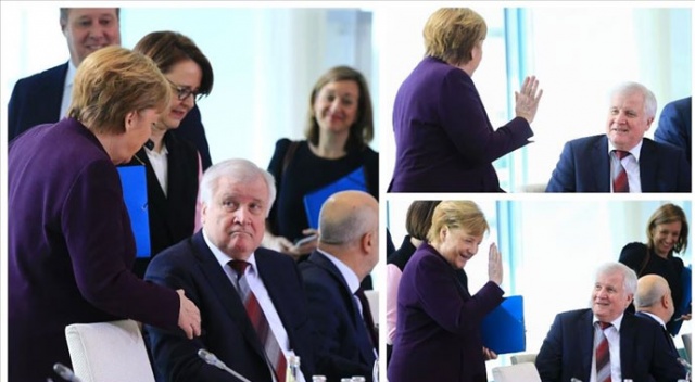 Almanya İçişleri Bakanı Seehofer, koronavirüs nedeniyle Merkel'in elini sıkmadı