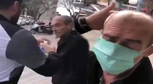Yaşlı adamın başına kolonya döküp zorla maske takan şahıs adliyeye sevk edildi
