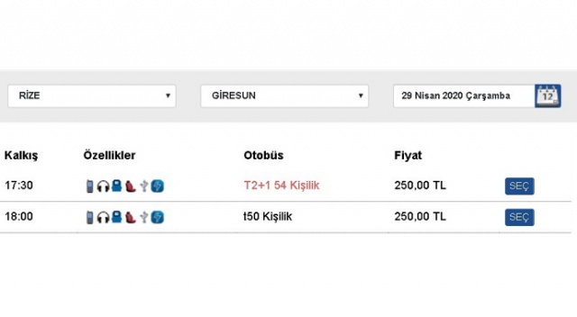 250 TL'ye satılan Rize-Trabzon otobüs biletlerinin internet üzerinden satışı kaldırıldı ama...