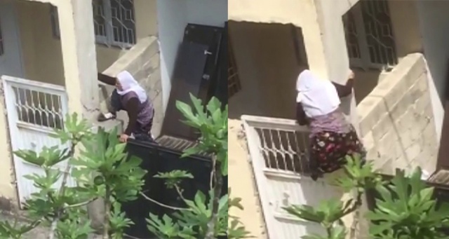75 yaşındaki nine örümcek gibi tırmandı