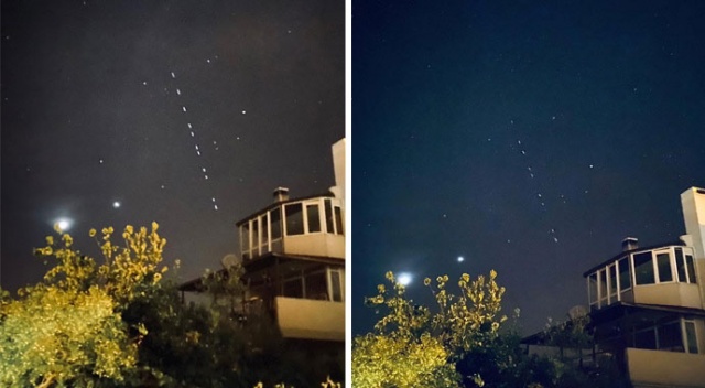 Ayvalık’ta Elon Musk&#039;ın Starlink uydularının geçişi net olarak izlendi