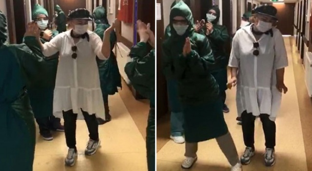 Koronayı yenen hemşire penguen dansı ile taburcu oldu Koronayı yenen hemşire penguen dansı ile taburcu oldu