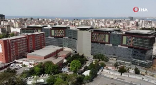 1. etabı tamamlanan Göztepe Şehir Hastanesi havadan görüntülendi