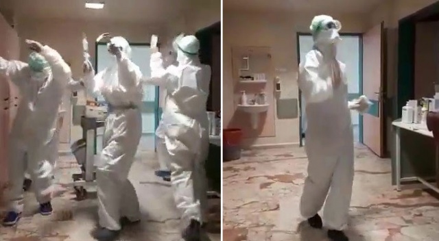 Korona nedeniyle yoğun bakımda hasta kalmayınca sağlıkçılar böyle sevindi