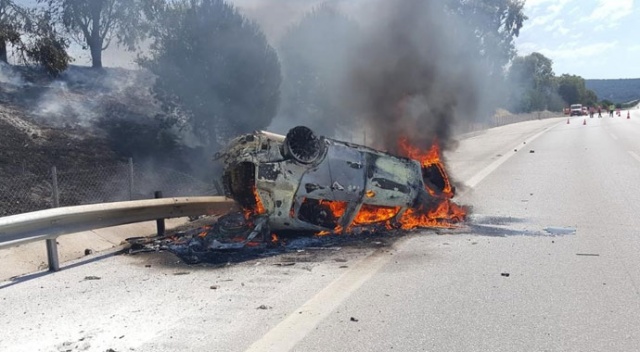 Çeşme otoyolunda kaza: 2 kişi yanarak öldü Çeşme otoyolunda kaza: 2 kişi yanarak öldü