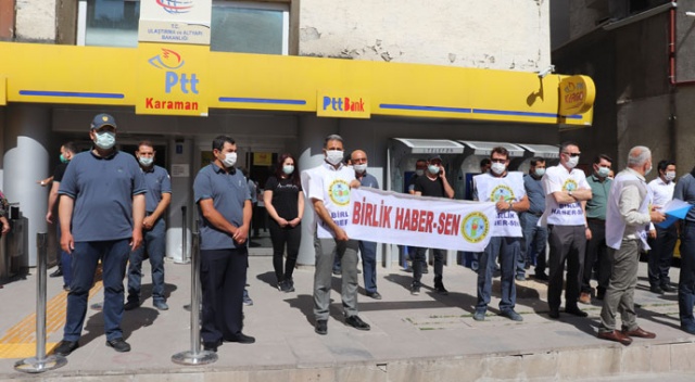 Karaman'da PTT çalışanları, ısırılarak kulağı koparılan postacıya uygulanan şiddeti kınadı Karaman'da PTT çalışanları, ısırılarak kulağı koparılan postacıya uygulanan şiddeti kınadı
