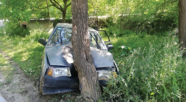 Karşıdan gelen araca çarpmamak için yoldan çıkıp ağaca çarptı : 3 yaralı