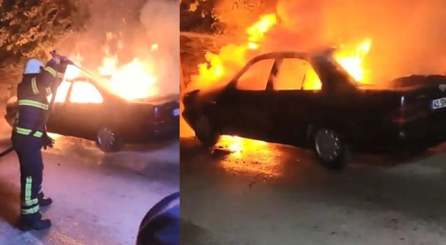 LPG'li otomobil seyir halindeyken alev aldı LPG'li otomobil seyir halindeyken alev aldı