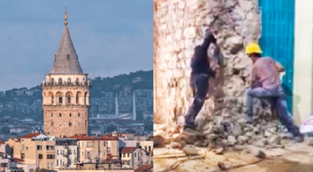 "Orası Galata Kulesi'ne sonradan eklenen bölüm" "Orası Galata Kulesi'ne sonradan eklenen bölüm"
