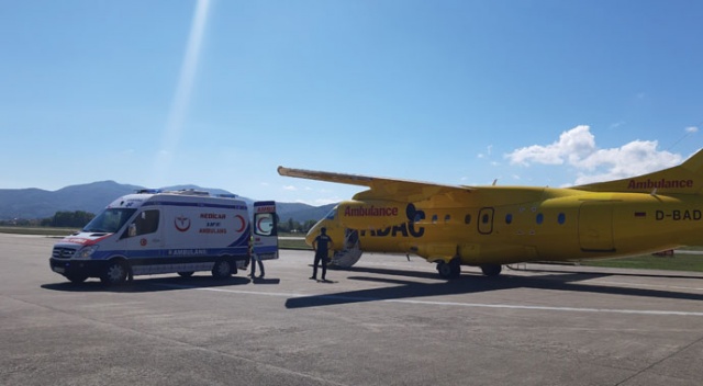 Anjio olan hasta Alman hava ambulans uçağı ile alındı Anjio olan hasta Alman hava ambulans uçağı ile alındı