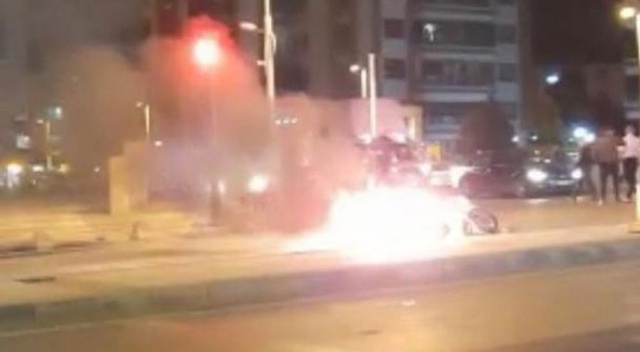 Malatya'da korkutan motosiklet yangını Malatya'da korkutan motosiklet yangını
