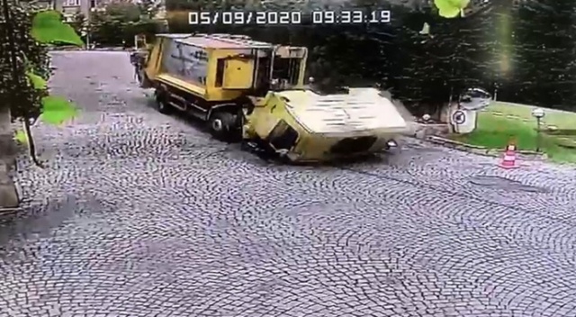 Sarıyer&#039;de çöp kamyonu dehşetinin görüntüleri ortaya çıktı