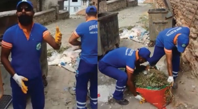 Temizlik işçisinin çöp tepkisi sosyal medyada gündem oldu