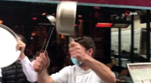Fransa’da restoran sahiplerinden “tencere tavalı” eylem Fransa’da restoran sahiplerinden “tencere tavalı” eylem
