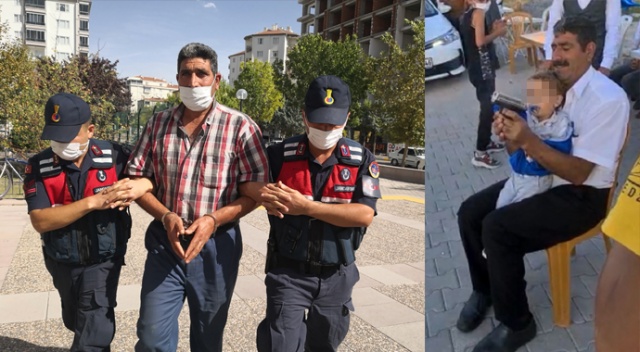 İki yaşındaki torununun eline silah verdi