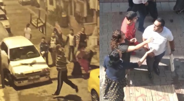Sandalyeli ve kovalı “çocuğumu dövdün” kavgası Sandalyeli ve kovalı “çocuğumu dövdün” kavgası