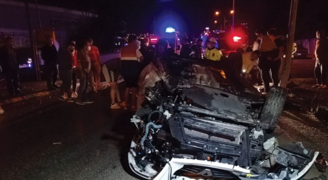 Ters dönen otomobildeki aile ölümden döndü