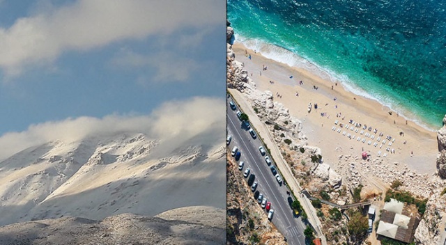 Antalya'nın zirvesinde kar, sahilinde deniz keyfi Antalya'nın zirvesinde kar, sahilinde deniz keyfi
