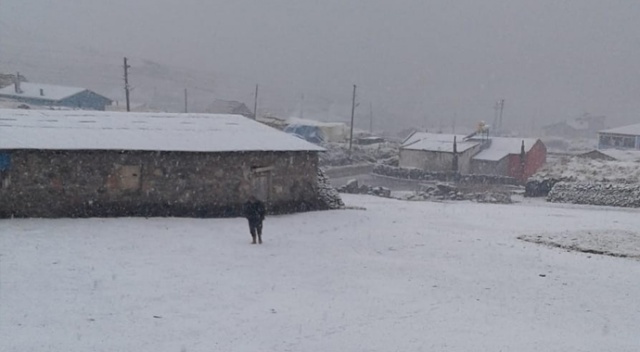 Ardahan'ın yüksek kesimlerine kar yağdı
