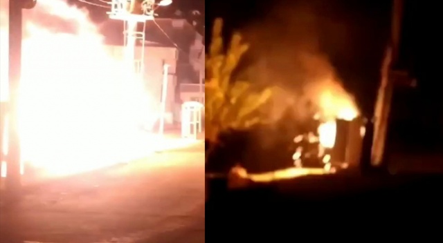 Elektrik trafosu bomba gibi patladı