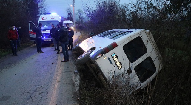 Düzce'de işçi servisi devrildi: 9 yaralı