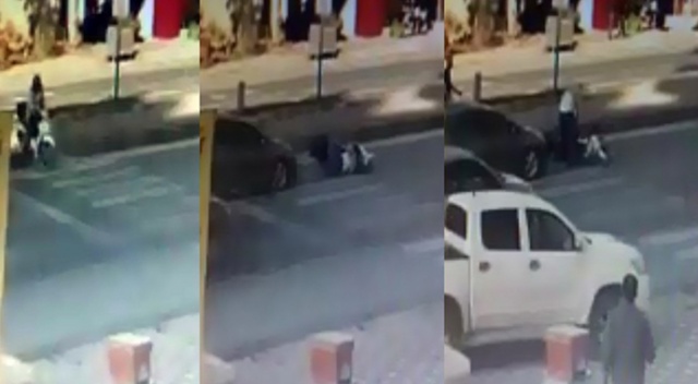 Yaya geçidini kullanan motosiklet sürücüsünü ölüm iki kez teğet geçti