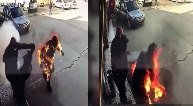 Bir anda alevler içinde kaldı: Benzin istasyonunda dehşet